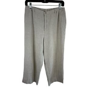 FG Field Gear Vintage Tan Linen Cotton High Rise Cropped Elastic Waist Pants 8